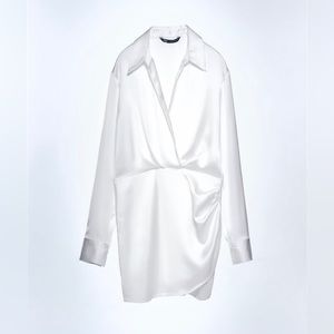 NWT Zara Satin Effect White Dress Size L